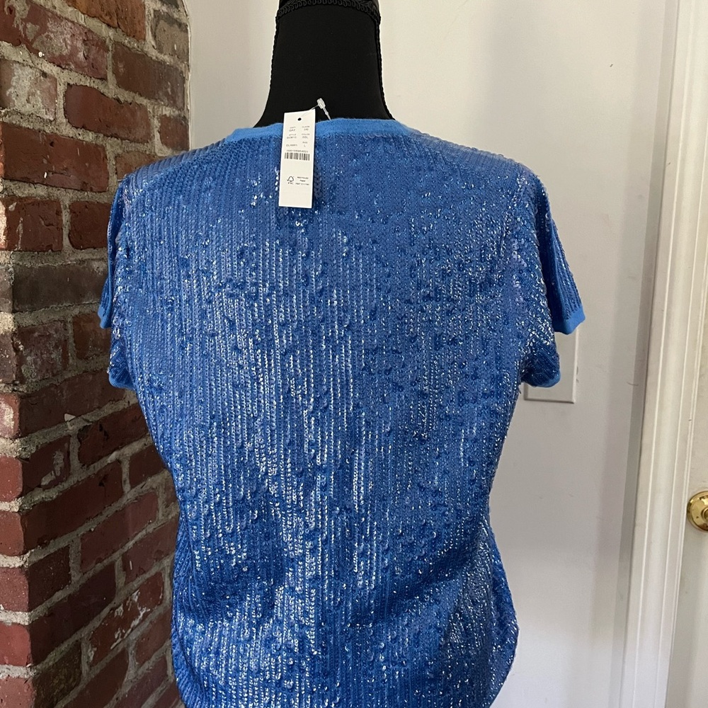 J.Crew collection light blue sequins short sleeve top new with tags